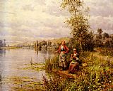 Louis Aston Knight Country Women Fishing on a Summer Afternoon painting